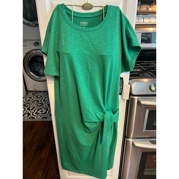 New New York & Company Soho Street Green Wrap T-Shirt Dress - Picture 2 of 6